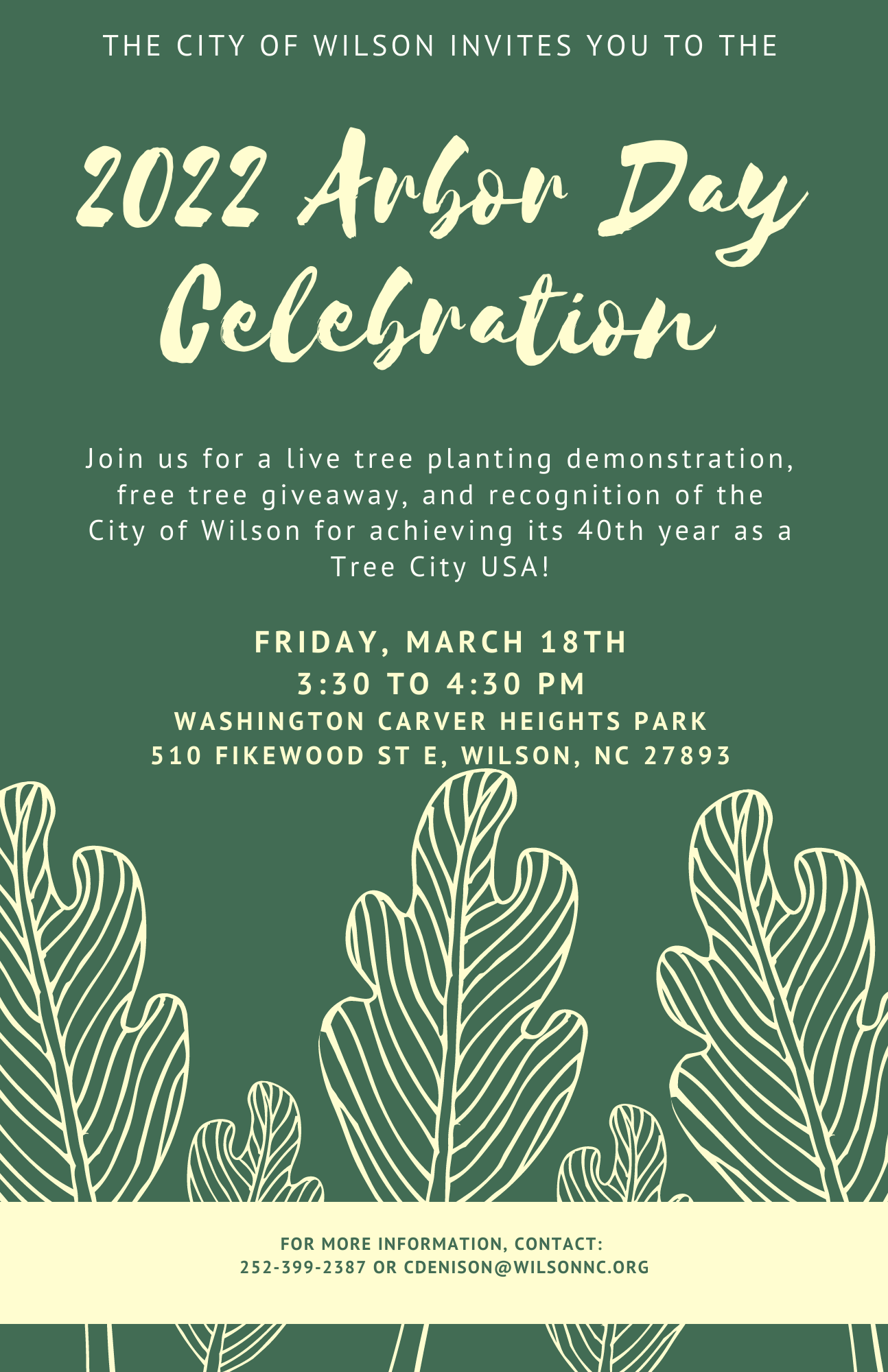 2022 Arbor Day Celebration set for March 18 at Washington Carver Heights Park