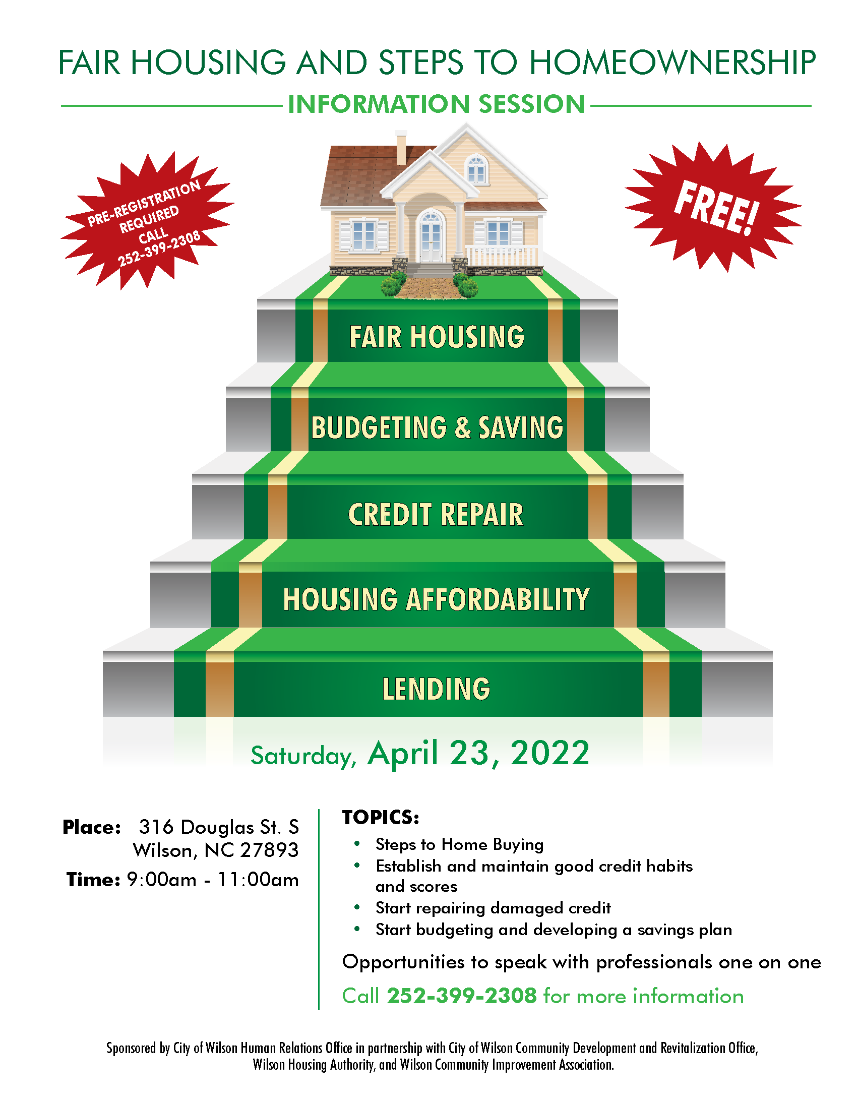 Steps to home ownership workshop on Saturday, April 23