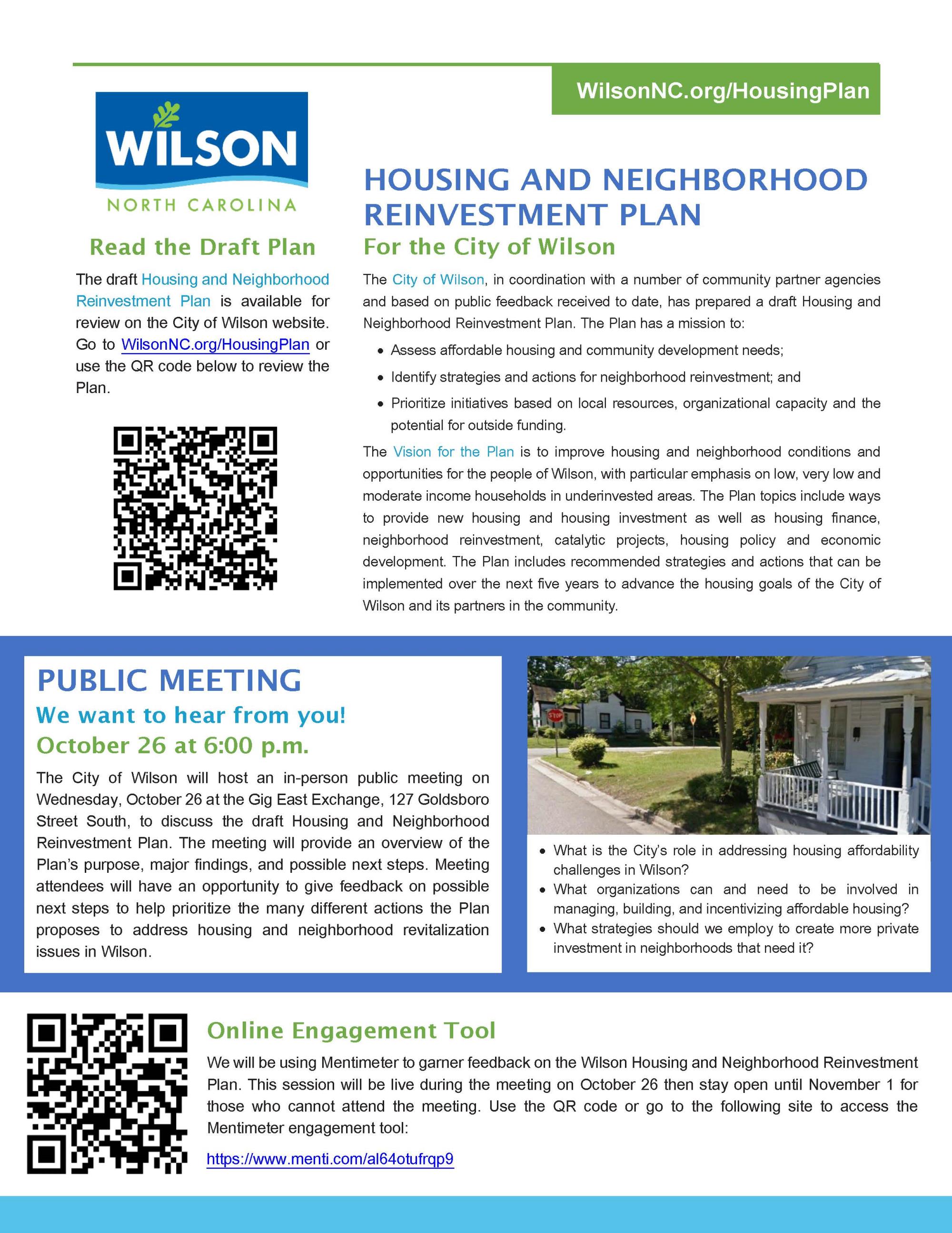 Community Meeting Housing Plan Flier 