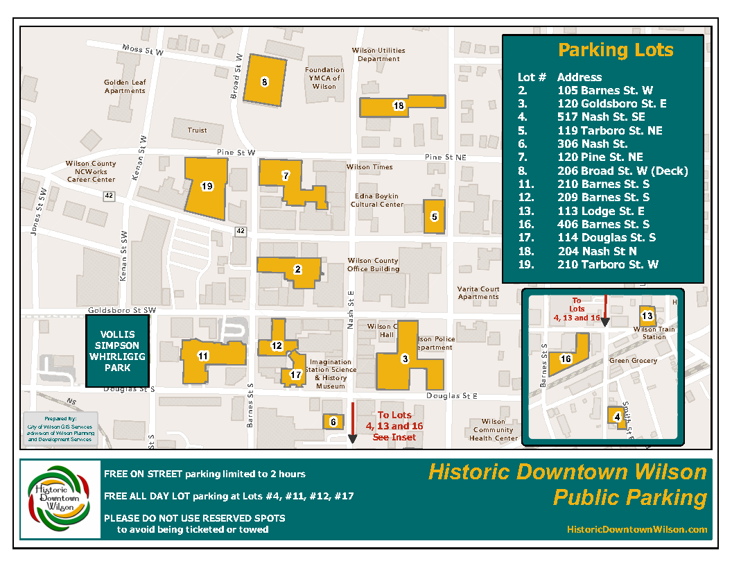 Downtown Parking Map with addresses